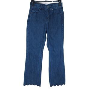 Among Scalloped Jeans Small High Rise Straight Leg Blue Denim Elevated Indie